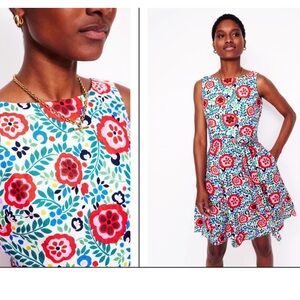 BODEN Anya Floral Pure Linen Sleeveless Dress Size 10